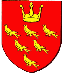 De gueules aux 6 martlets d'or surmontés d'une couronne du même